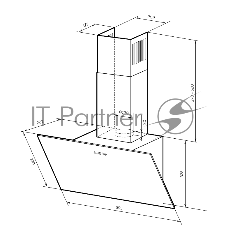 Вытяжка каминная Lex Moza 600 белый управление: кнопочное (1 мотор)
