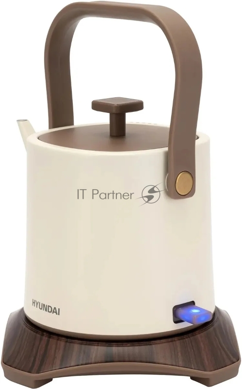 Чайник электрический Hyundai HYK-S2043 0.6л. 1000Вт кремовый/коричневый корпус: металл