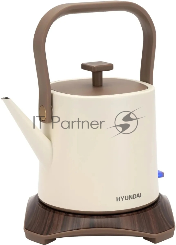 Чайник электрический Hyundai HYK-S2043 0.6л. 1000Вт кремовый/коричневый корпус: металл