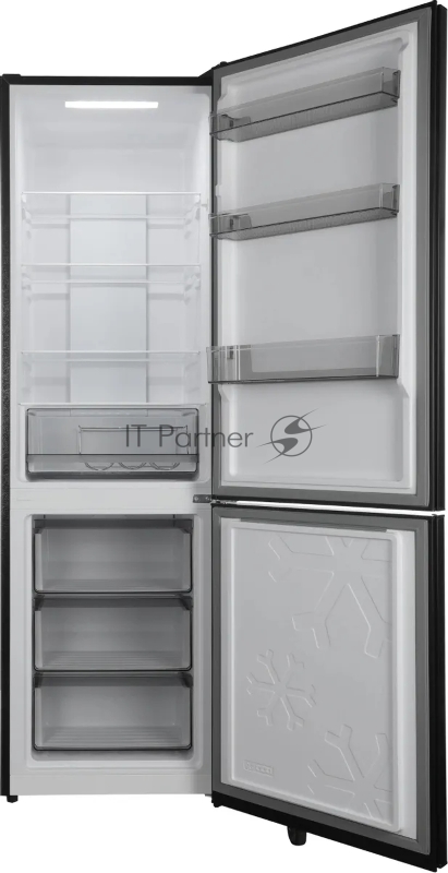 Холодильник Hyundai CC35083F черное стекло 2-хкамерн. черный