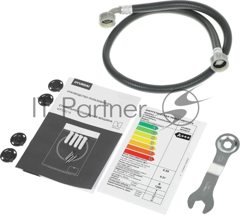 Стиральная машина Hyundai WFD8216 белый, загрузка фронтальная 8/5 кг (с сушкой), 1200 об/мин, класс: A+++