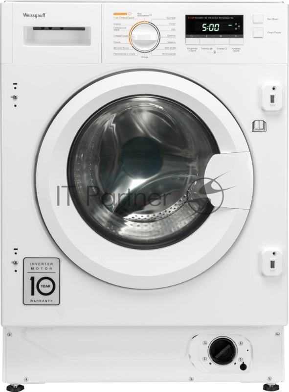 Стирально-сушильная машина Weissgauff WMDI 6148D (404317) белый, фронтальная загрузка 8 кг, 1400 об/мин, класс:A