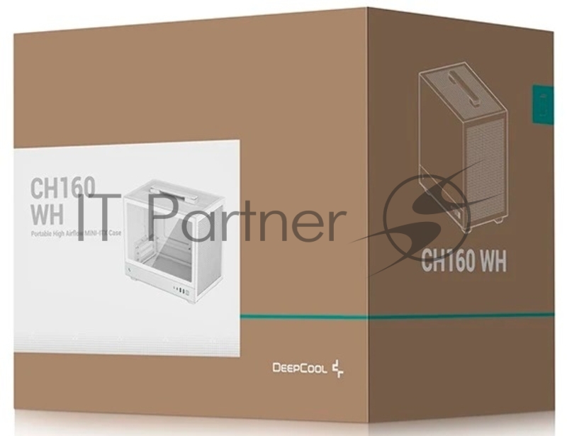 Корпус Deepcool CH160 WH без БП, боковое окно (закаленное стекло), белый, MINI-ITX