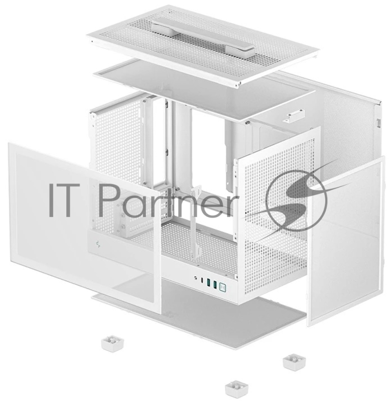 Корпус Deepcool CH160 WH без БП, боковое окно (закаленное стекло), белый, MINI-ITX