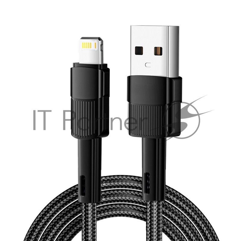 Кабель USB-A – Lightning для Apple, 2,4А, 1м, в черной нейлоновой оплетке REXANT