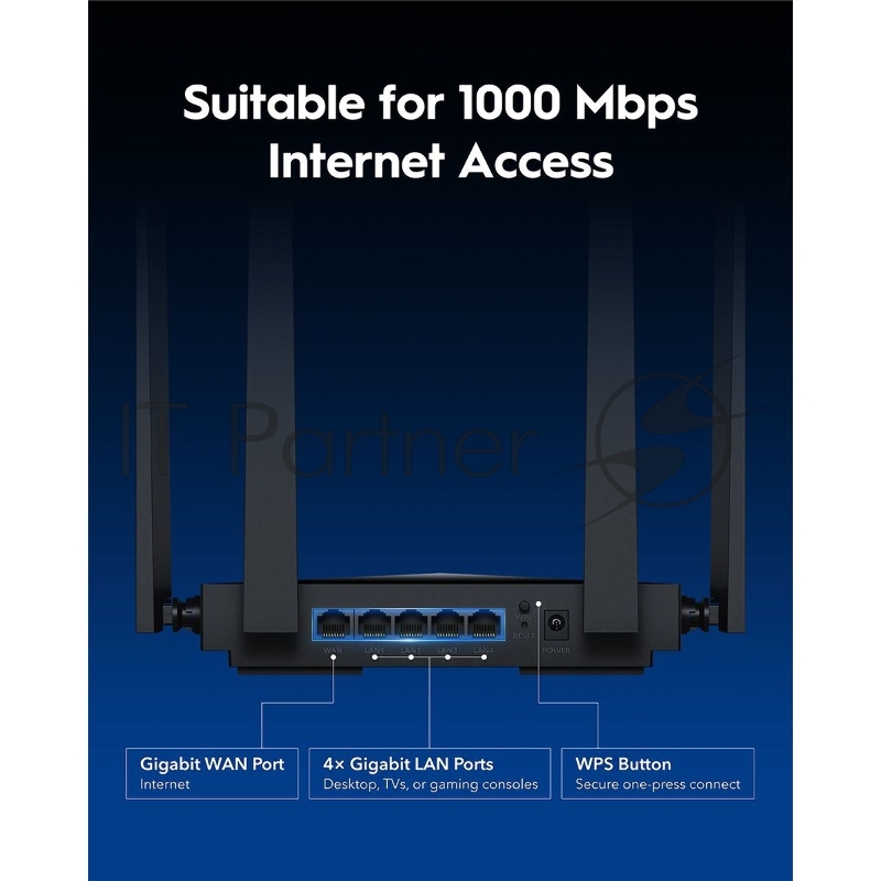 Маршрутизатор Cudy BE3600 Gigabit Dual Band Wi-Fi 7 Mesh Router, Chipset Broadcom, 802.11be/ax/ac/a/b/g/n, 2882Mbps at 5GHz + 688Mbps at 2.4GHz, 5 x 10/100/1000Mbps Ports, 4 x 5dBi fixed antennas, WiFi router/AP/ Repeater/WISP Mode, PPTP/L2TP/OpenVPN
