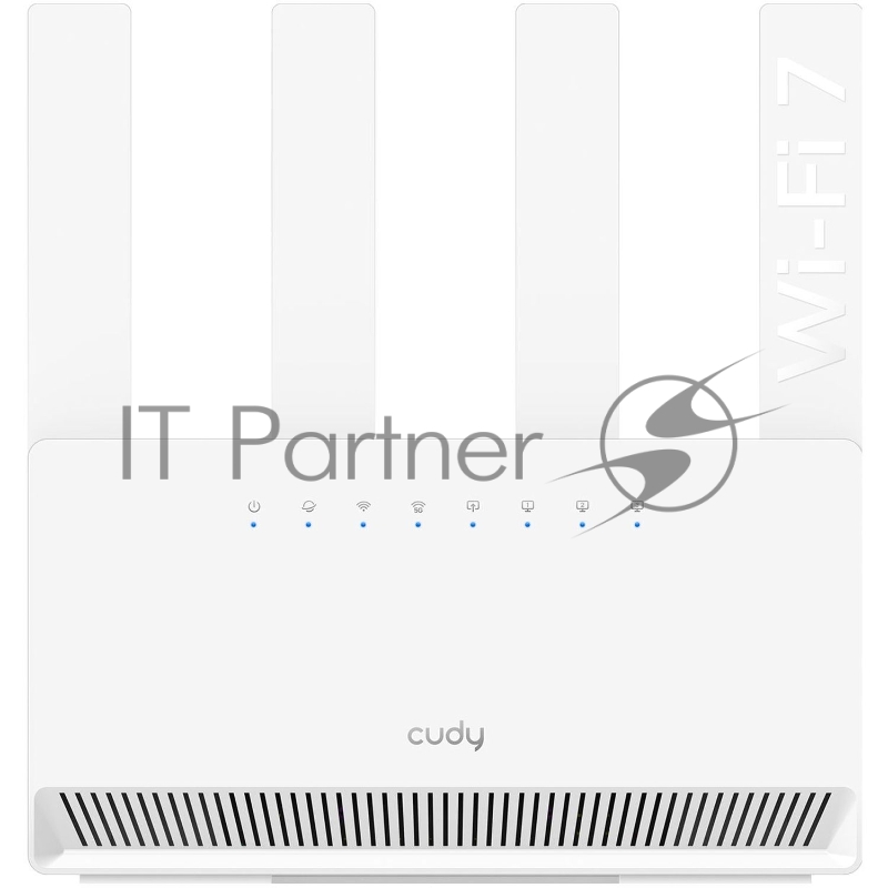 Маршрутизатор Cudy BE3600 Gigabit Dual Band Wi-Fi 7 Mesh Router, Chipset Broadcom, 802.11be/ax/ac/a/b/g/n, 2882Mbps at 5GHz + 688Mbps at 2.4GHz, 4 x 10/100/1000Mbps Ports, 4 x 5dBi fixed antennas, WiFi router/AP/ Repeater/WISP Mode, PPTP/L2TP/OpenVPN