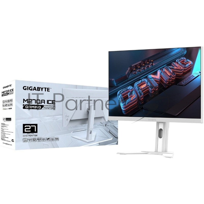 Монитор 27 Gigabyte M27QA EK ICE White (IPS, 2560 x 1440, 180Hz, 1мс, 350cd/m, 1000:1, 2xHDMI-2.1, DP-1.4, 3xUSB3.2, USB Type-C )