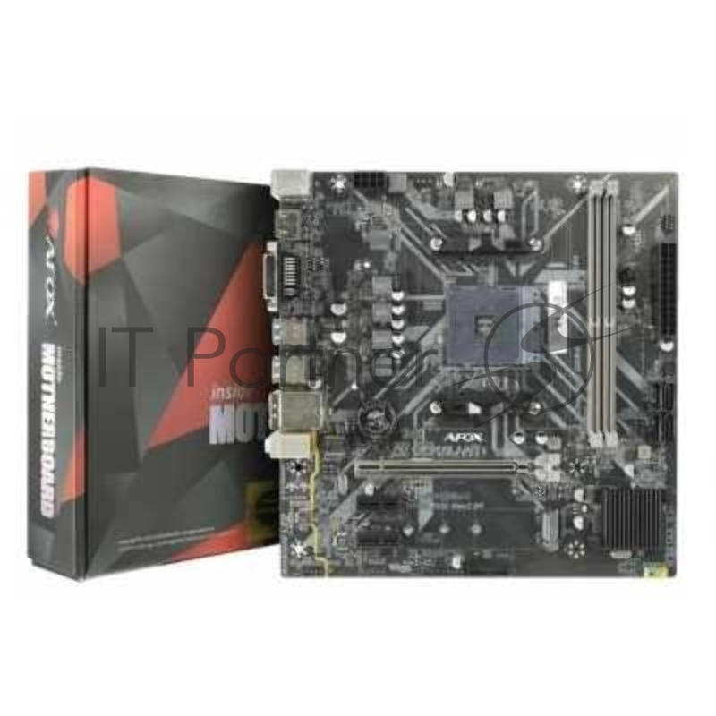 Материнская плата AFOX AMD B450 AM4, 2xDDR4(32GB), 1xPCIe 3.0x16, 2xPCIe x1, 1xHDMI, 1xD-Sub, 1xLAN(1GbE), 4xSATA, 1xM.2, 2xUSB 3.0, 4xUSB 2.0, mATX