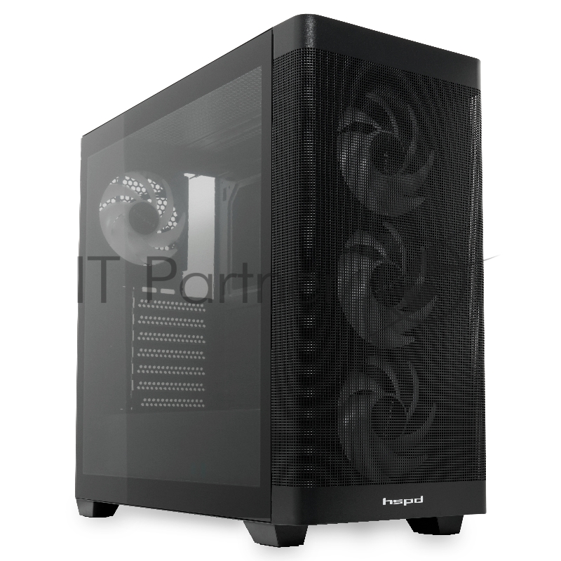 Корпус без блока питания/ HSPD M740, Mesh Mid Tower, Black, TG, 0.6 SPCC, 4x120mm ARGB E-ATX, ATX, mATX, mITX 170/400/200mm 4x2.5, 2x3.5, 7xPCI 1xUSB-A 3.0, 1xUSB-C 3.0 460x218x450mm