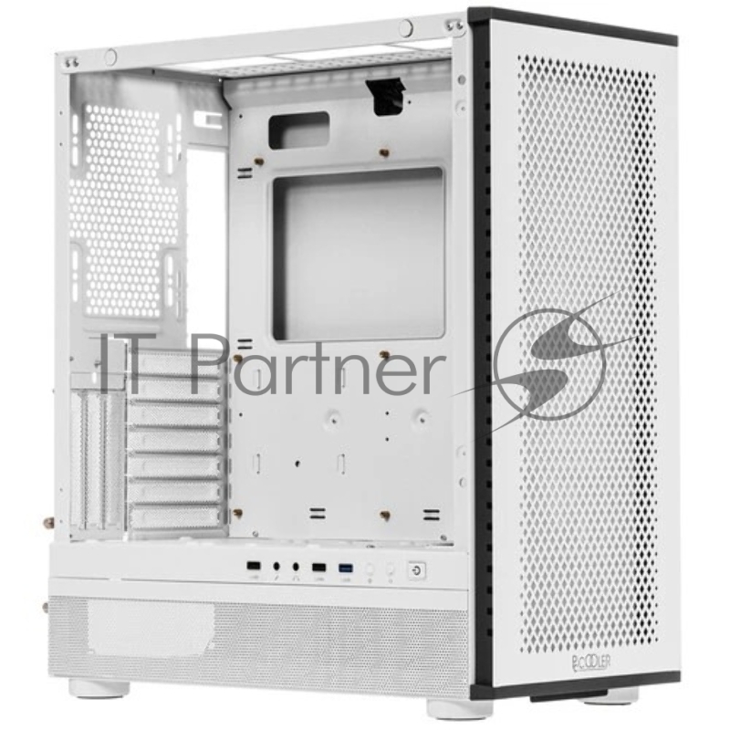 Корпус без блока питания/ PCCooler ME200 MESH WH, Mesh Full Tower, White, TG, SPCC, 3x120mm ARGB E-ATX, ATX, mATX, mITX 180/380/220mm 4x2.5, 2x3.5, 7+3xPCI 1xUSB-A 3.0, 2xUSB-A 2.0 432x225x495mm