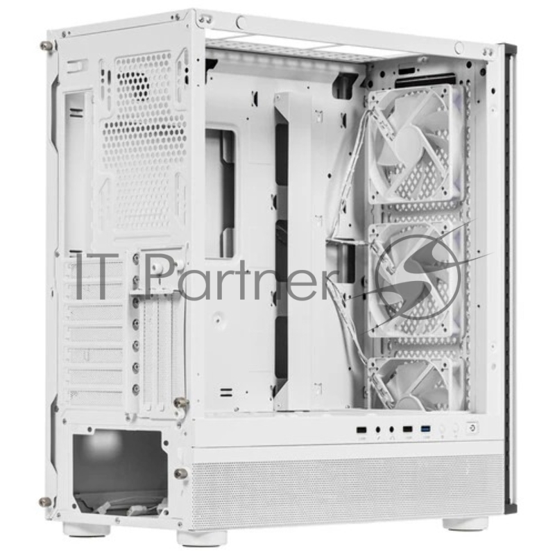 Корпус без блока питания/ PCCooler ME200 MESH WH, Mesh Full Tower, White, TG, SPCC, 3x120mm ARGB E-ATX, ATX, mATX, mITX 180/380/220mm 4x2.5, 2x3.5, 7+3xPCI 1xUSB-A 3.0, 2xUSB-A 2.0 432x225x495mm