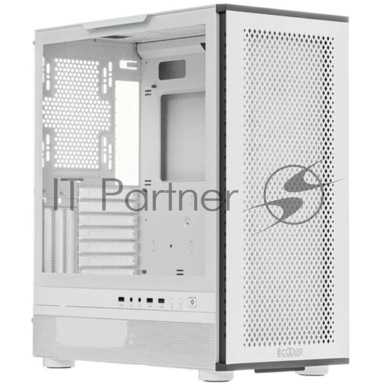 Корпус без блока питания/ PCCooler ME200 MESH WH, Mesh Full Tower, White, TG, SPCC, 3x120mm ARGB E-ATX, ATX, mATX, mITX 180/380/220mm 4x2.5, 2x3.5, 7+3xPCI 1xUSB-A 3.0, 2xUSB-A 2.0 432x225x495mm
