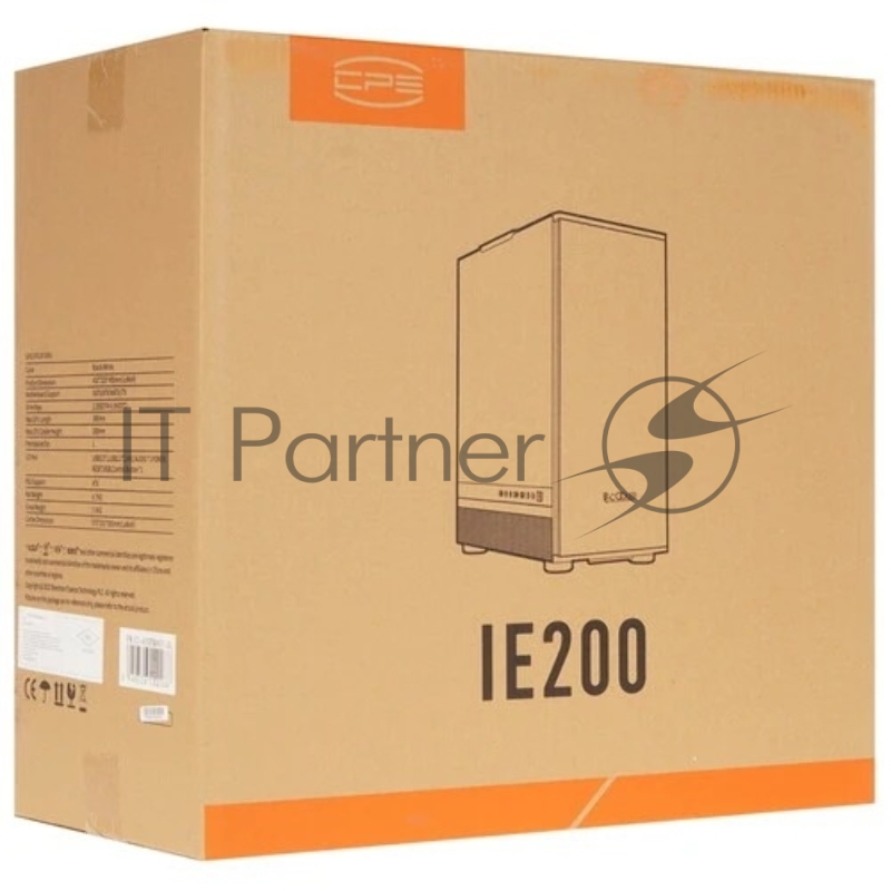 Корпус без блока питания/ PCCooler IE200 WH, Tempered Glass Full Tower, White, TG, SPCC, 1x120mm ARGB E-ATX, ATX, mATX, mITX 180/380/220mm 4x2.5, 2x3.5, 7+3xPCI 1xUSB-A 3.0, 2xUSB-A 2.0 432x225x495mm