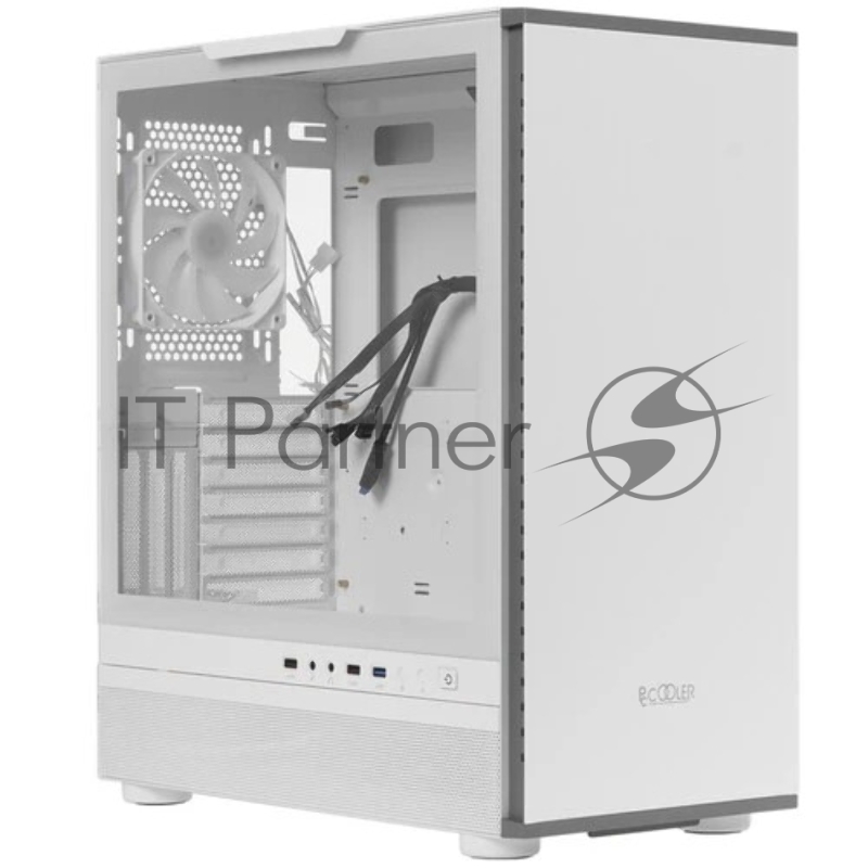 Корпус без блока питания/ PCCooler IE200 WH, Tempered Glass Full Tower, White, TG, SPCC, 1x120mm ARGB E-ATX, ATX, mATX, mITX 180/380/220mm 4x2.5, 2x3.5, 7+3xPCI 1xUSB-A 3.0, 2xUSB-A 2.0 432x225x495mm