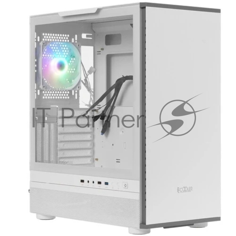 Корпус без блока питания/ PCCooler IE200 WH, Tempered Glass Full Tower, White, TG, SPCC, 1x120mm ARGB E-ATX, ATX, mATX, mITX 180/380/220mm 4x2.5, 2x3.5, 7+3xPCI 1xUSB-A 3.0, 2xUSB-A 2.0 432x225x495mm