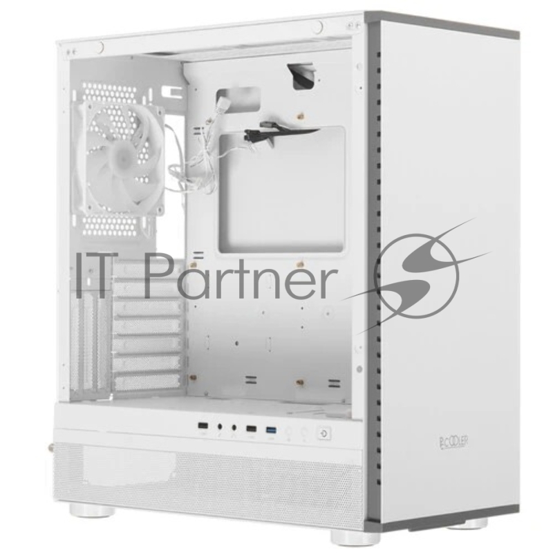Корпус без блока питания/ PCCooler IE200 WH, Tempered Glass Full Tower, White, TG, SPCC, 1x120mm ARGB E-ATX, ATX, mATX, mITX 180/380/220mm 4x2.5, 2x3.5, 7+3xPCI 1xUSB-A 3.0, 2xUSB-A 2.0 432x225x495mm