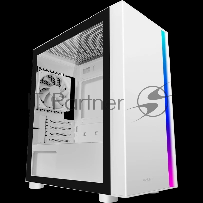 Корпус без блока питания/ PCCooler LM300 ARGB WH, Tempered Glass Mid Tower, White, ABS, TG, SPCC, 1x120mm ARGB mATX, ITX 170/330/mm 2x2.5, 2x3.5, 5xPCI 1xUSB-A 3.0, 2xUSB-A 2.0 375x205x427mm