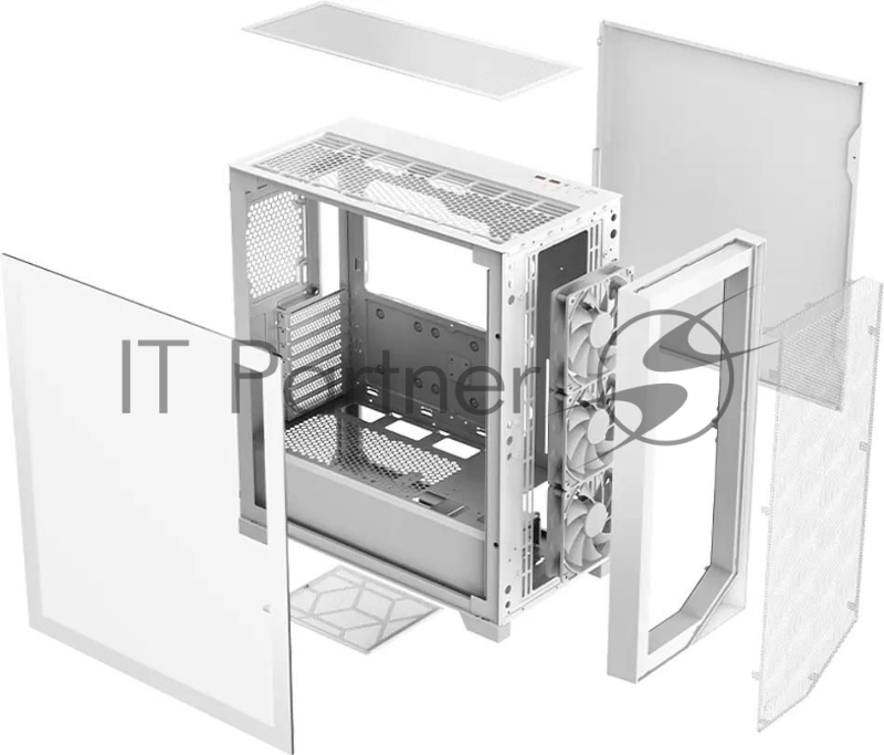 Корпус без блока питания/ PCCooler C3D510 WH ARGB, Tempered Glass Full Tower, White, TG, 0.7 SPCC, 3x120mm ARGB E-ATX, ATX, mATX, mITX 170/390/410mm 2x2.5, 2x3.5, 7xPCI 2xUSB-A 3.0 454.8x220x490.6mm