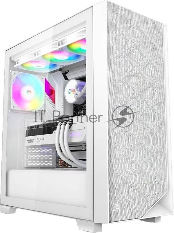 Корпус без блока питания/ PCCooler C3D510 WH ARGB, Tempered Glass Full Tower, White, TG, 0.7 SPCC, 3x120mm ARGB E-ATX, ATX, mATX, mITX 170/390/410mm 2x2.5, 2x3.5, 7xPCI 2xUSB-A 3.0 454.8x220x490.6mm