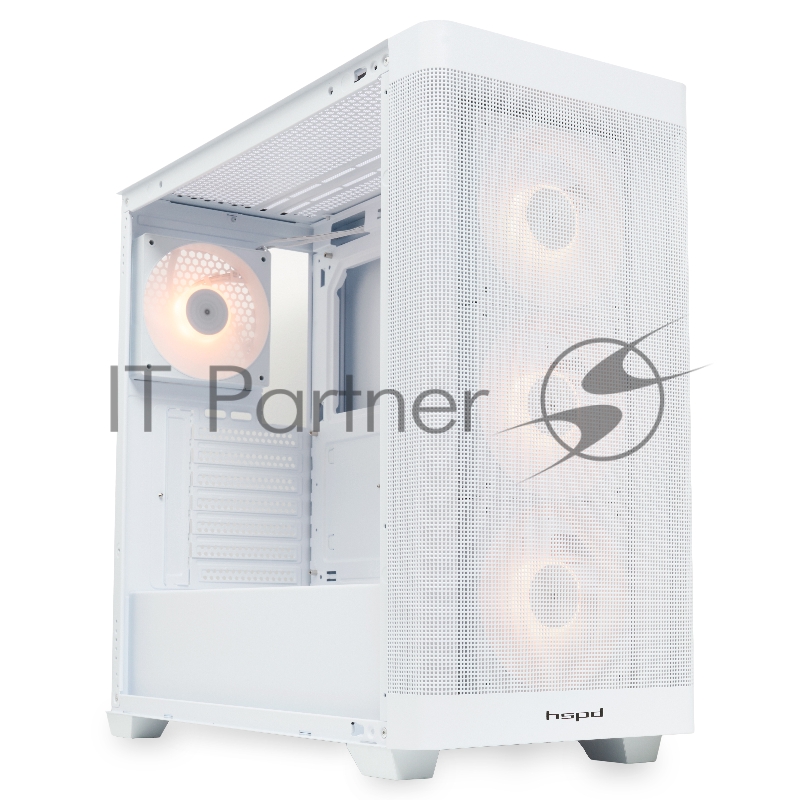 Корпус без блока питания/ HSPD M740, Mesh Mid Tower, white, TG, 0.6 SPCC, 4x120mm ARGB E-ATX, ATX, mATX, mITX 170/400/200mm 4x2.5, 2x3.5, 7xPCI 1xUSB-A 3.0, 1xUSB-C 3.0 460x218x450mm