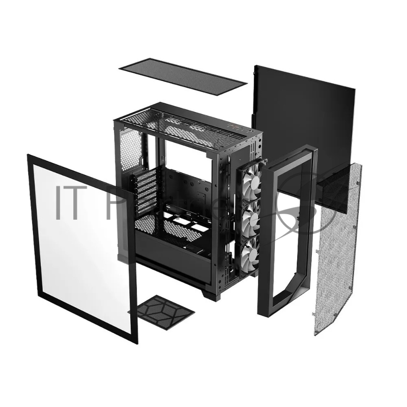 Корпус без блока питания/ PCCOOLER C3D510 BK, Mesh Mid Tower, Black, TG, 0.7 SPCC, no fans E-ATX, ATX, mATX, mITX 170/390/205mm 2x2.5, 2x3.5, 7xPCI 2xUSB-A 3.0 455x220x491mm