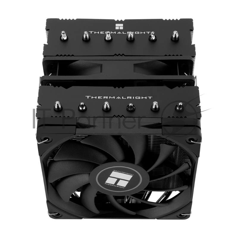 Кулер для процессора/ Thermalright Royal Knight 120 (4-pin PWM, 156mm, Ni/Cu, 6x6mm, 2x120mm, 80.45CFM/56.36CFM, 29.4dBA/28.4dBA, 2150RPM/1900RPM, S: 1200, 1700, 1851, 2011, 2066, 115X, AM4, AM5, black)