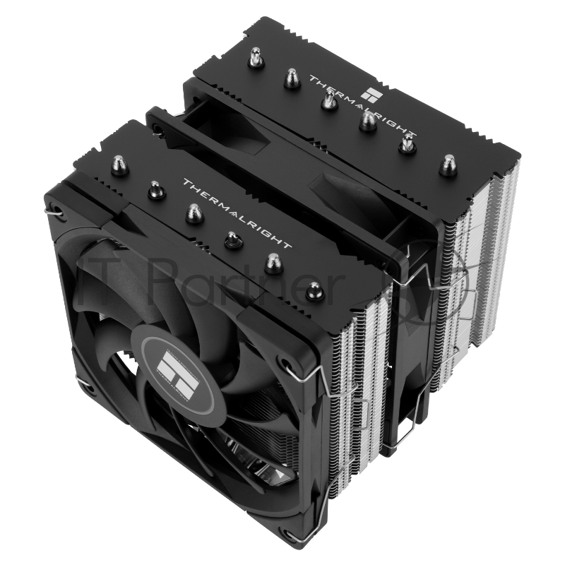 Кулер для процессора/ Thermalright Royal Knight 120 SE (4-pin PWM, 155mm, Ni/Cu, 6x6mm, 2x120mm, 66.17CFM/59CFM, 25.6dBA/26.1dBA, 1500RPM/1800RPM, S: 1200, 1700, 1851, 115X, AM4, AM5, silver, black)