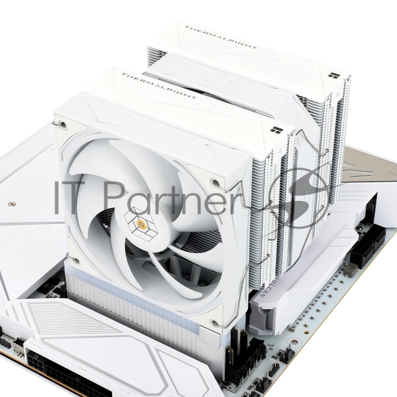 Кулер для процессора/ Thermalright Royal Pretor 130 White (4-pin PWM, 158mm, Ni/Cu, 6x6mm, 1x120+1x130mm, 80.45CFM/81.88CFM, 29.4dBA/28.3dBA, 2150PM/1750RPM, S: 1200, 1700, 1851, 2011, 2066, 115X, AM4, AM5, white)