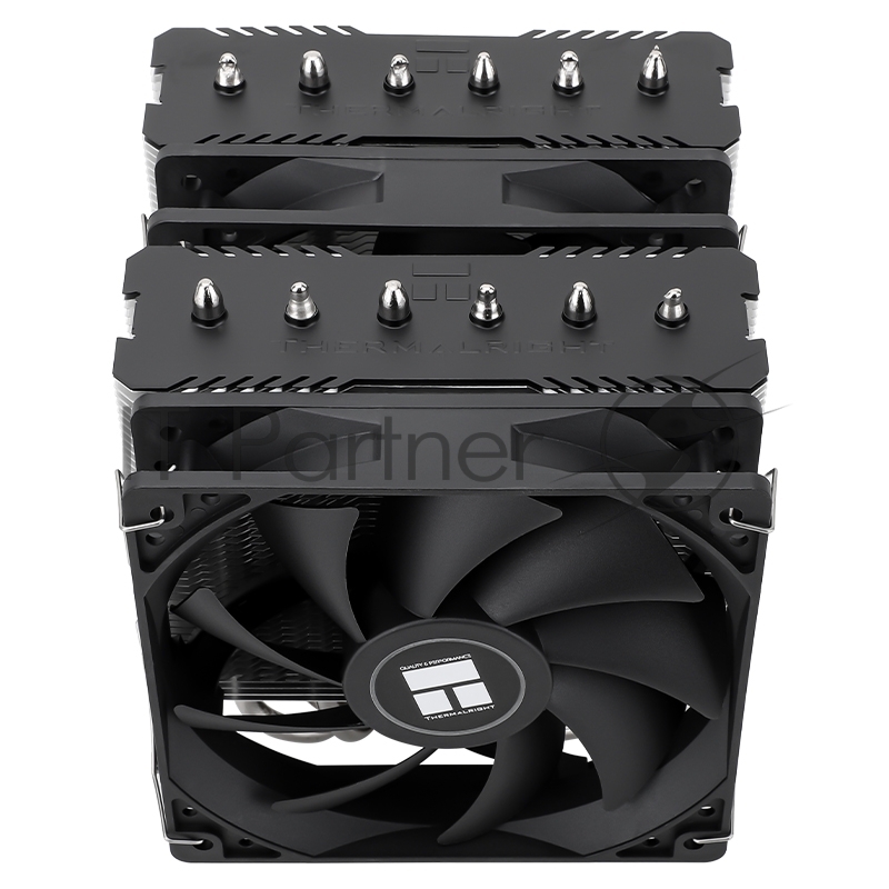 Кулер для процессора/ Thermalright Peerless Assassin 120 SE Black (4-pin PWM, 155mm, Ni/Cu, 6x6mm, 2x120mm, 66.17CFM, 25.6dBA, 1550RPM, S: 1200, 1700, 1851, 115X, AM4, AM5, silver, black)