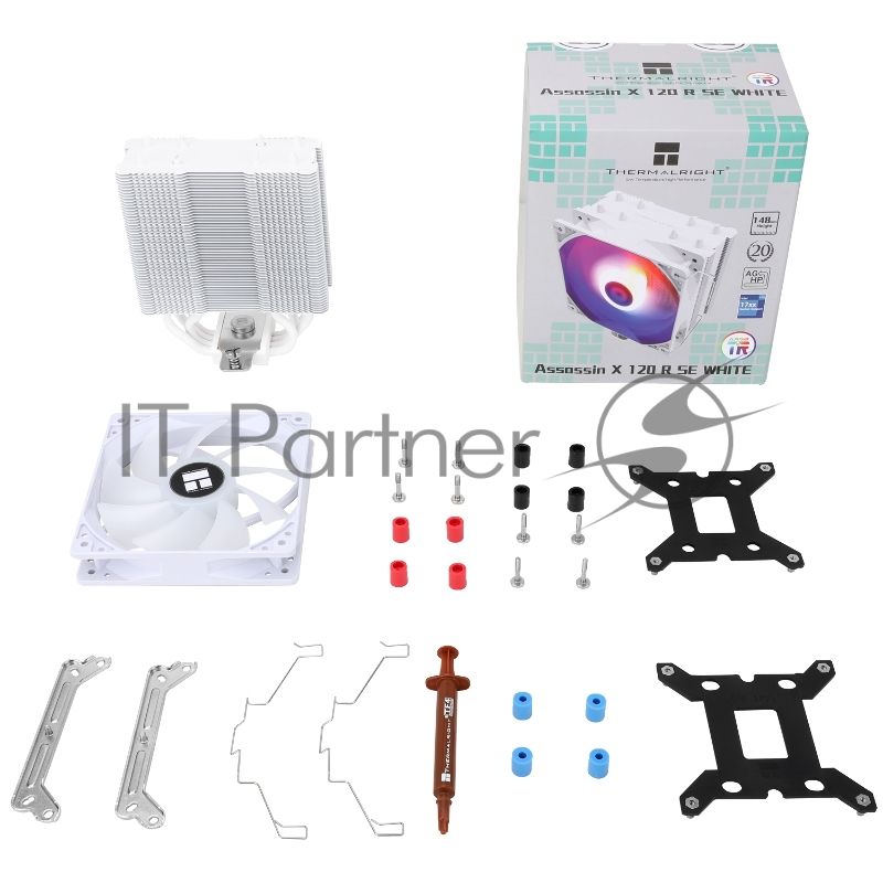 Кулер для процессора/ Thermalright Assassin X 120 Refined SE White Argb (4-pin PWM, 148mm, Ni/Cu, 4x6mm, ARGB, 1x120mm, 66.17CFM, 25.6dBA, 1550RPM, S: 1200, 1700, 1851, 115X, AM4, AM5, white)