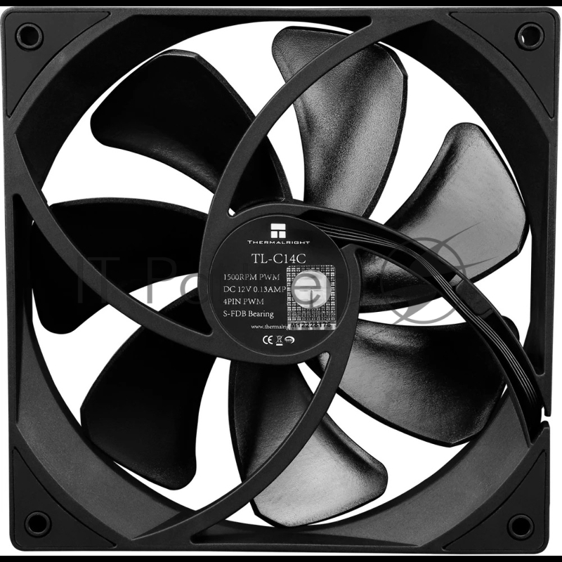 Кулер для корпуса/ Thermalright TL-C14C (140x140x25mm, 4-pin PWM, 75.8CFM, 26.4dBA, 1500RPM, Black)