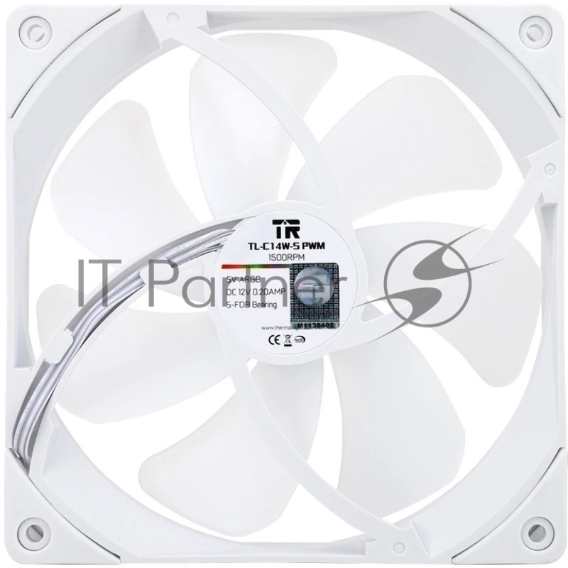 Кулер для корпуса/ Thermalright TL-C14W-Sx3 (140x140x26mm, 4-pin PWM, ARGB, 74.3CFM, 26.6dBA, 1500RPM, White)