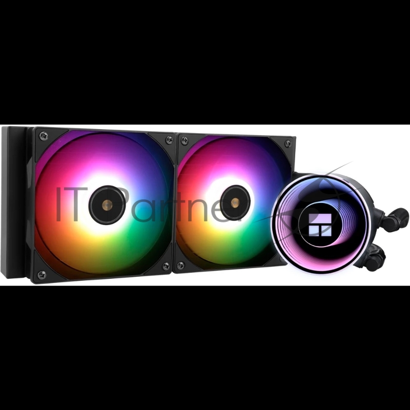 Водяное охлаждение для процессора/ Thermalright Frozen Notte 240 Black Argb V2 (240mm, Black, ARGB/ Fans: 2x120mm, 72.37CFM, 27.7dBA, 2000RPM/ Pump height 54mm, 28dBA, 5300RPM, Rad thickness 27mm/ S: 1200, 1700, 1851, 2011, 2066, 115X, AM2, AM2+, AM3