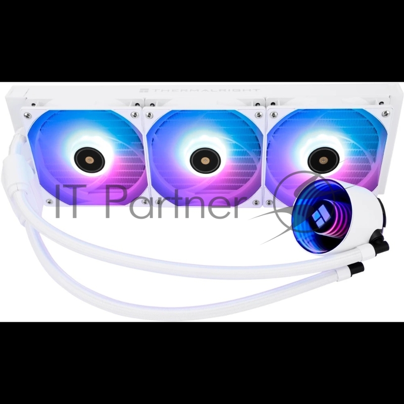 Водяное охлаждение для процессора/ Thermalright Frozen Notte 360 White Argb V2 (360mm, White, ARGB/ Fans: 3x120mm, 72.37CFM, 27.7dBA, 2000RPM/ Pump height 54mm, 28dBA, 5300RPM, Rad thickness 27mm/ S: 1200, 1700, 1851, 2011, 2066, 115X, AM2, AM2+, AM3