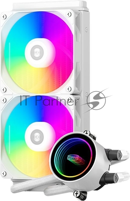 Система водяного охлаждения PcCooler DA240 WH ARGB Soc-AM5/AM4/1200/1700/1851 белый 4-pin Al+Cu 270W Ret (DA240-WHAWXX-GL)