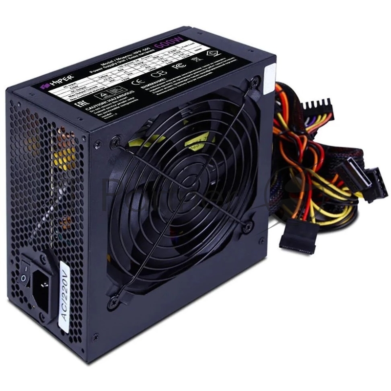 блок питания для ПК 600 Ватт/ PSU HIPER ECO HPN-600 (ATX 2.31, 600W, noPFC, 120mm fan, Black), BOX