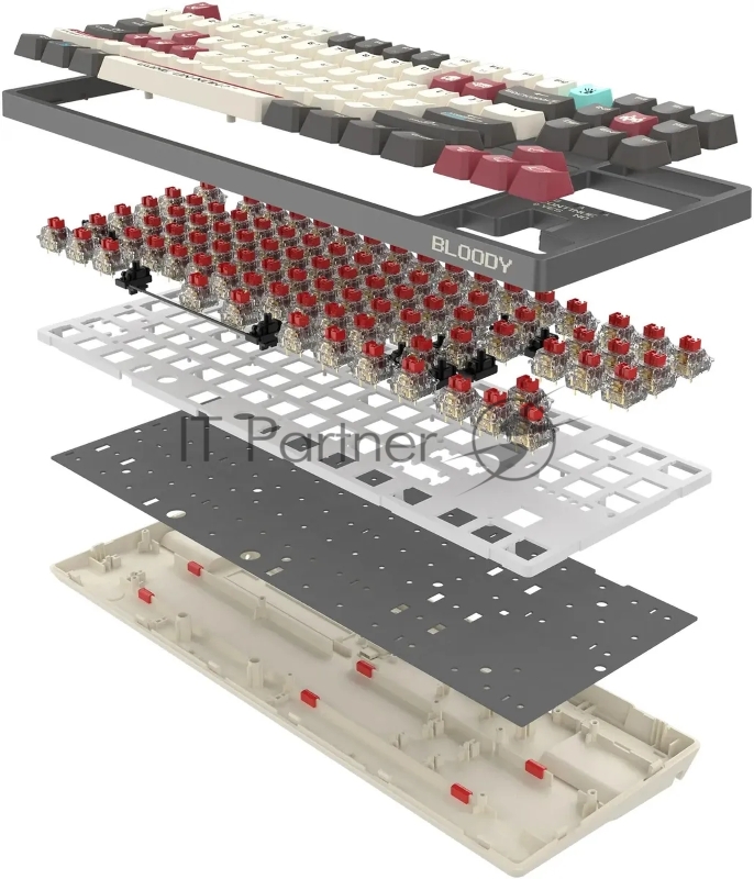 Клавиатура A4Tech Bloody S87 Pixels Red механическая серый/белый USB Multimedia for gamer LED (S87 PIXELS)
