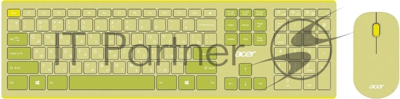 Клавиатура + мышь Acer OCC205 клав:зеленый/желтый мышь:зеленый/желтый USB беспроводная slim (ZL.ACCEE.00E)