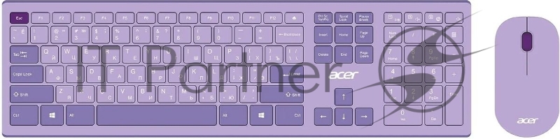 Клавиатура + мышь Acer OCC205 клав:фиолетовый мышь:фиолетовый USB беспроводная slim (ZL.ACCEE.00D)