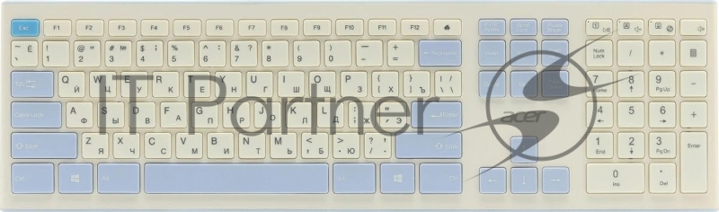 Клавиатура + мышь Acer OCC205 клав:белый/голубой мышь:белый/голубой USB беспроводная slim (ZL.ACCEE.00C)