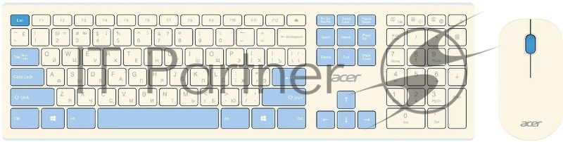 Клавиатура + мышь Acer OCC205 клав:белый/голубой мышь:белый/голубой USB беспроводная slim (ZL.ACCEE.00C)