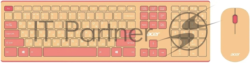 Клавиатура + мышь Acer OCC205 клав:розовый/бежевый мышь:розовый/бежевый USB беспроводная slim (ZL.ACCEE.00F)
