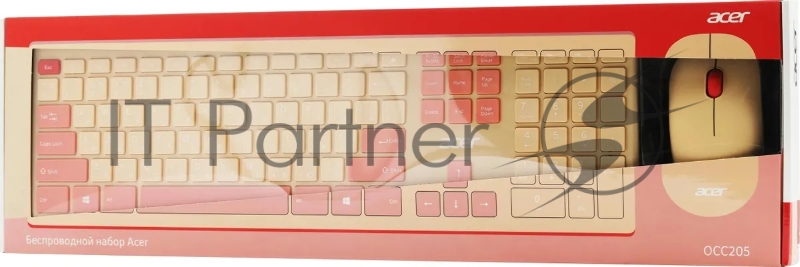 Клавиатура + мышь Acer OCC205 клав:розовый/бежевый мышь:розовый/бежевый USB беспроводная slim (ZL.ACCEE.00F)