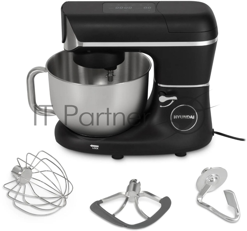 Кухонная машина Hyundai HYM-S8591 планетар.вращ. 1500Вт черный/серебристый