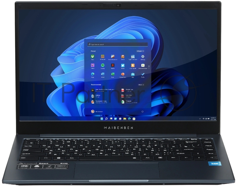 Ноутбук Maibenben Smart S14A--iN10UM темно синий S14A-iN10UMB1SLURE0 14(1920x1080 (матовый) IPS)/Intel N-series N100(0.8Ghz)/8192Mb/512PCISSDG UHD Graphics/Cam/BT/WiFi/38WHr/war 1y/1.45kg/Linux + Screen 60Hz, 250nits, 16:9
