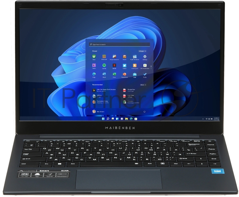 Ноутбук Maibenben Smart S14A-iN10UM темно синий 14(1920x1080 (матовый) IPS)/Intel N-series N100(0.8Ghz)/8192Mb/256PCISSDG UHD Graphics/Cam/BT/WiFi/38WHr/war 1y/1.45kg/Linux + Screen 60Hz, 250nits, 16:9