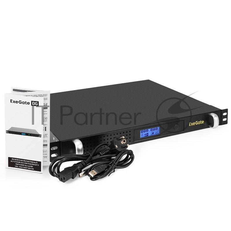 ИБП ExeGate 1U ServerRM UNL-1000.LCD.AVR.6C13.RJ.USB.1U <1000VA/600W, LCD, AVR, 6*C13, RJ, USB, 1U, установка в стойку, Black>