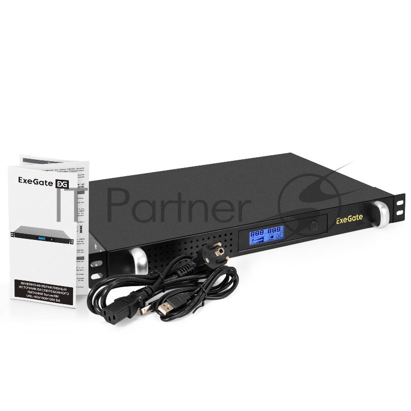 ИБП ExeGate 1U ServerRM UNL-650.LCD.AVR.4C13.RJ.USB.1U <650VA/360W, LCD, AVR, 4*C13, RJ, USB, 1U, установка в стойку, Black>