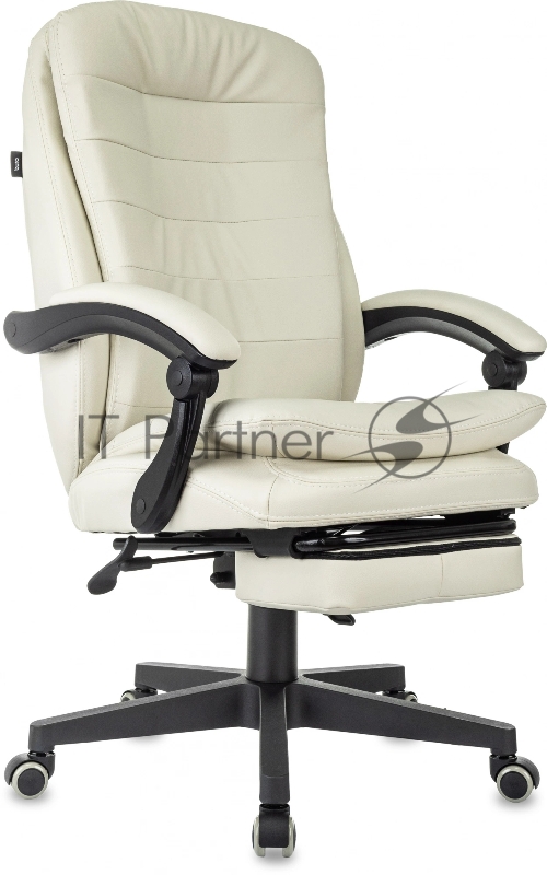 Кресло руководителя Бюрократ T-9950MSG-F слоновая кость эко.кожа крестов. пластик подст.для ног